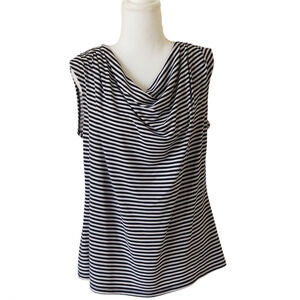Christopher & banks Cowl Neck, White/Black Striped Top - Size M
